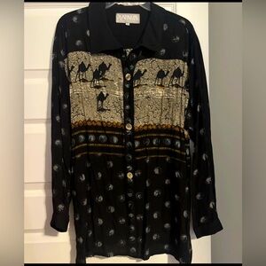 Platinum by Dorothy Schoelen beautiful camel desert motif tunic jacket shacket M